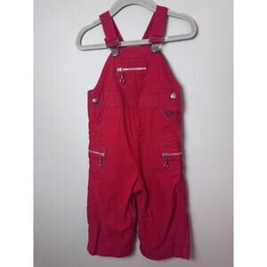 Izod Lacoste Vintage Red Corduroy Baby Overalls 9-12 Months